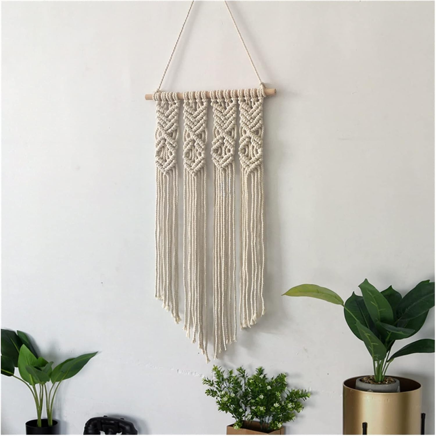 Tapestry Hand Woven Tapestry Macrame Wall Hanging Cotton Tapestry Home Decoration Gift for Women (Grey 1 35x65cm)
