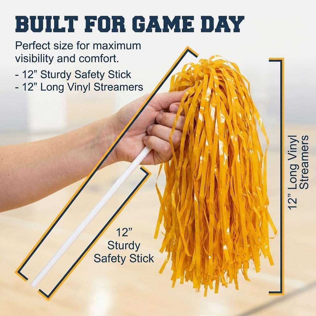 Anderson's Premium One-Color School Spirit Shakers, Cheerleader Pom Poms, Sports Fan, Football, Basketball, Homecoming, Squad, Team, Party, Dance Club, Performance, Celebrations