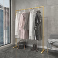Heavy Duty Rolling Garment Rack,Hanging Clothes Organizer Rail for Display and Storage,23.6x15.7x47.2Inches Standard Clothing Garment Rack- Gold (A)