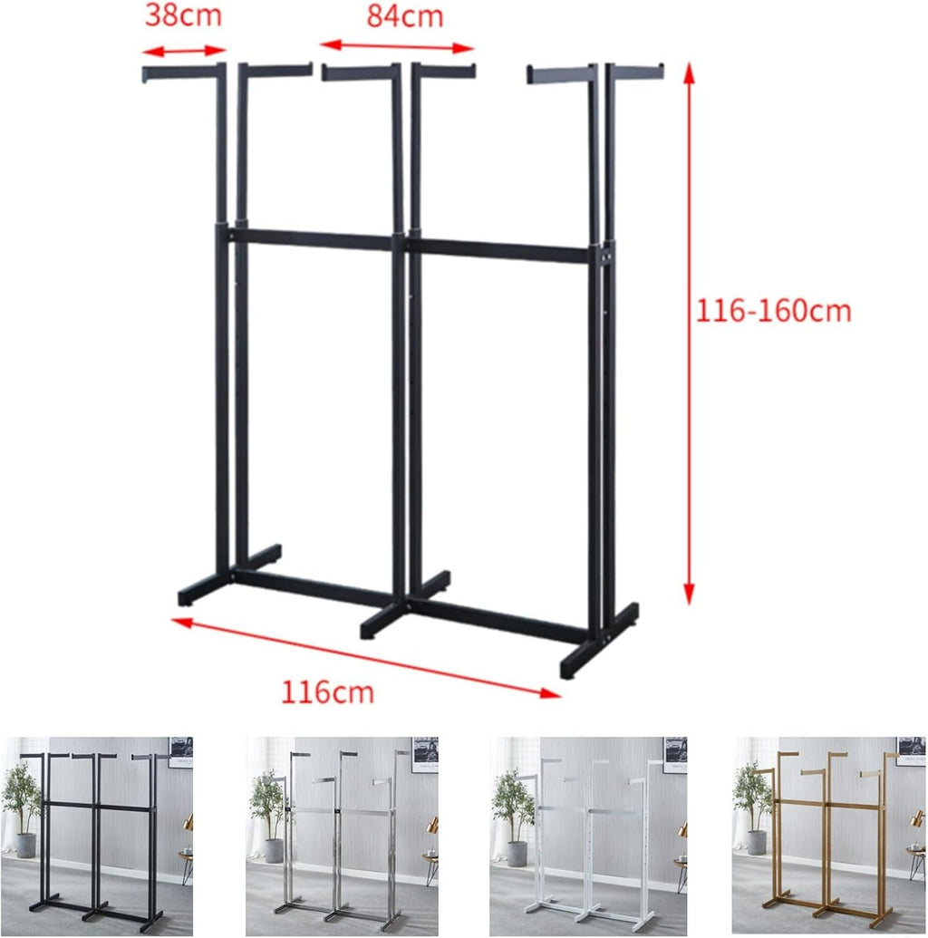 6 Arms Heavy Duty Retail Display Racks, Commercial Clothing Display Rack Stand, Adjustable Height, Garment Racks Metal for Retail Display Hanging Clothes,Gold