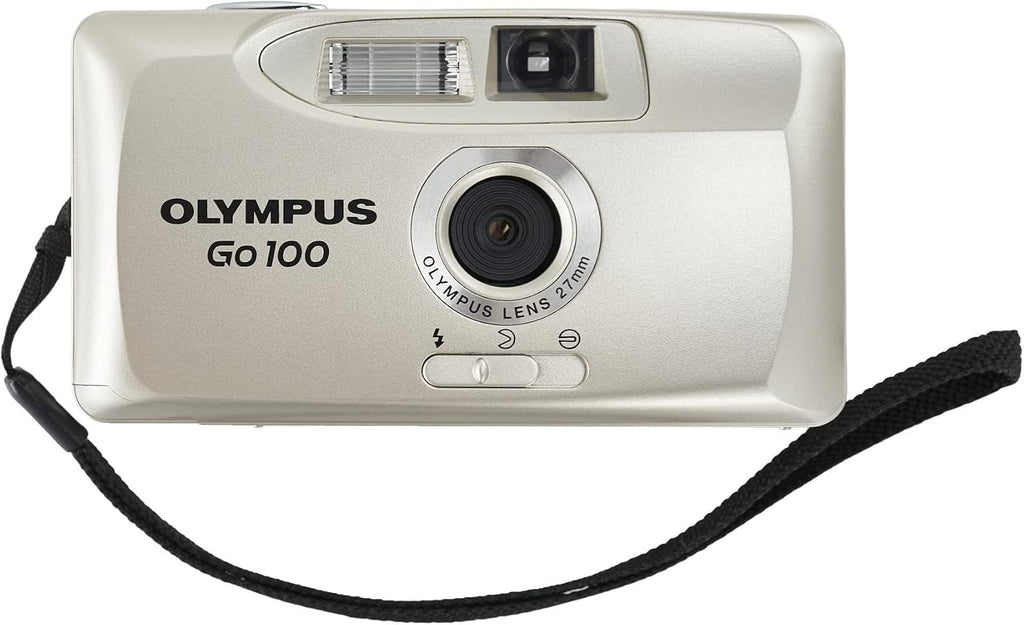 Olympus Go 100 Flash Motorized 35mm Film Camera – Compact Point & Shoot | Built-In Flash | Silver (Renewed)