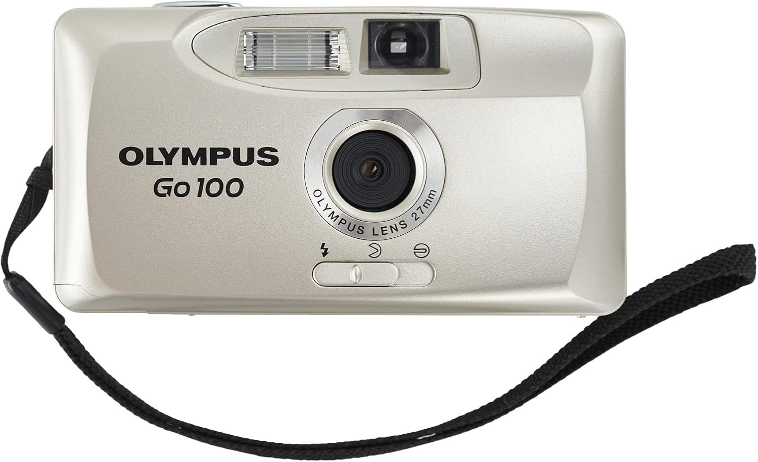 Olympus Go 100 Flash Motorized 35mm Film Camera – Compact Point & Shoot | Built-In Flash | Silver (Renewed)