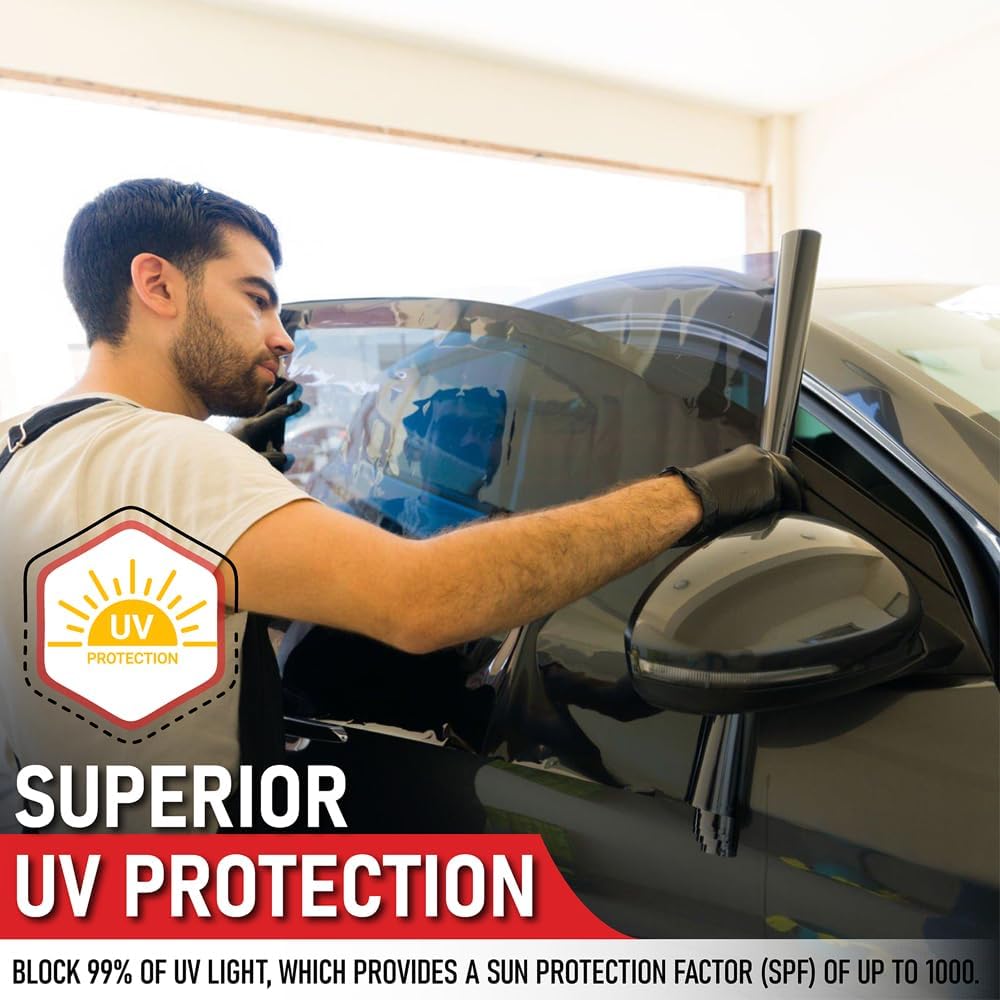 United Universal Black Window Tint Film 20' x 100', 3 Rolls - 20% VLT 1Ply Dyed PET Car Tint Roll, Deep Black Privacy Film with 99% UV Block, Heat & Glare Control for Car, Truck, SUV & Home