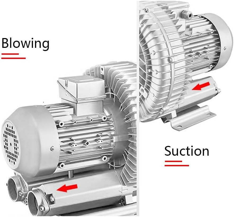 Regenerative Blower, 110V 50Hz Single Phase, High-Pressure Vortex Ring Blower Industrial Vacuum Pump for Air Blowing Or Suction