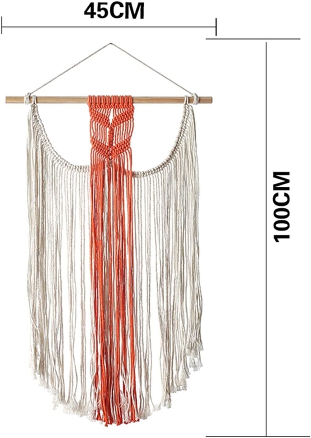 Tapestry Macrame Wall Hanging Tassel Tapestry Decor Bohemian Woven Tapestry for Home Living Room Dorm (Beige)
