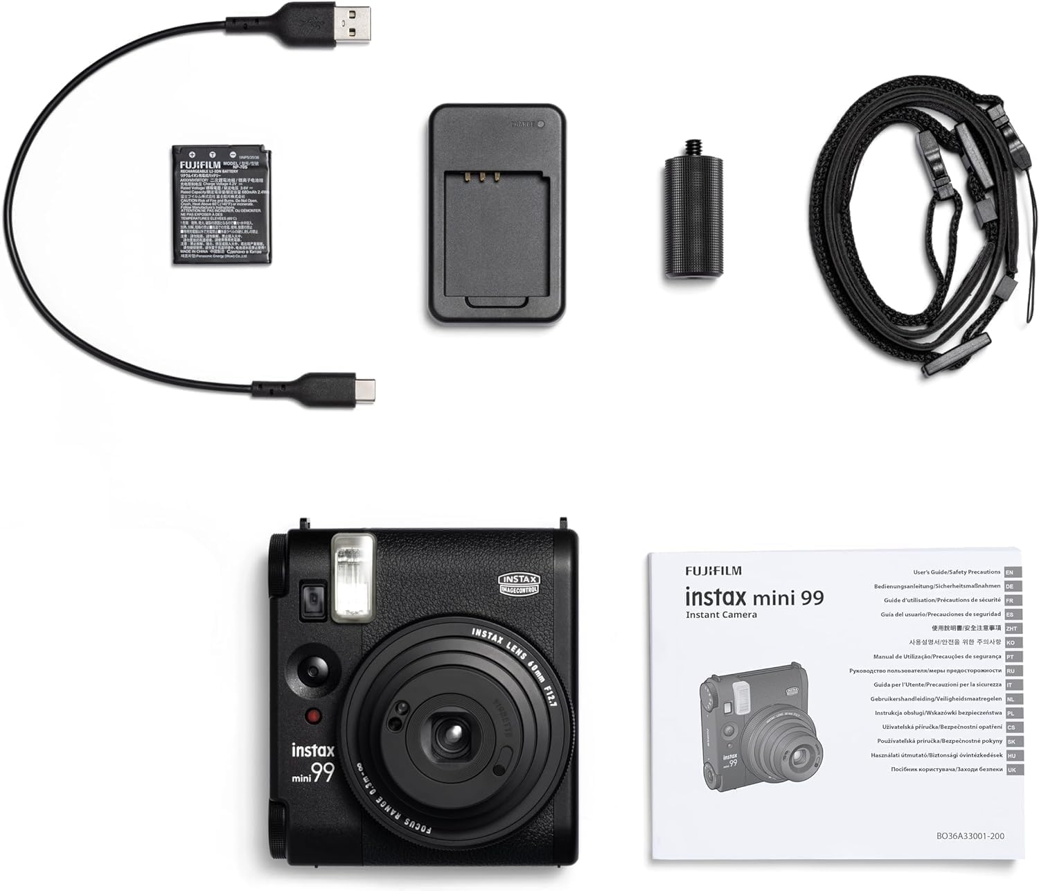 Fujifilm Mini 99 Instax Film Camera (Black) + Instax Mini Film Twin Pack (20 Sheets) + Camera Case + Mini Photo Album (60 Pockets) + BluebirdSales Photo Accessories Bundle