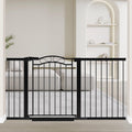 Fairy Baby 59.9'-62.5' Extra Wide Baby Gate with Door, 60 61 62 Inches Walk THR Baby Gates for Stairs Pressure Mounted no Drill, Indoor Tension Metal Child Pet Dog Safety Gate for Kids, Black