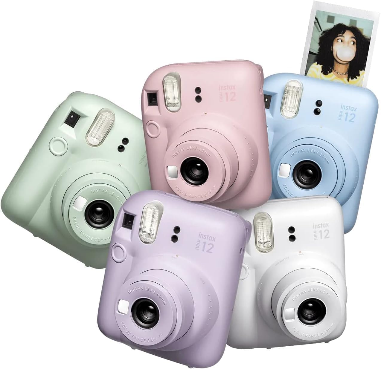 Fujifilm Instax Mini 12 Camera with Fujifilm Instant Mini Film and PixiBytes Microfiber Cleaning Cloth... (Blossom Pink, Camera + 2 Twin Pack)