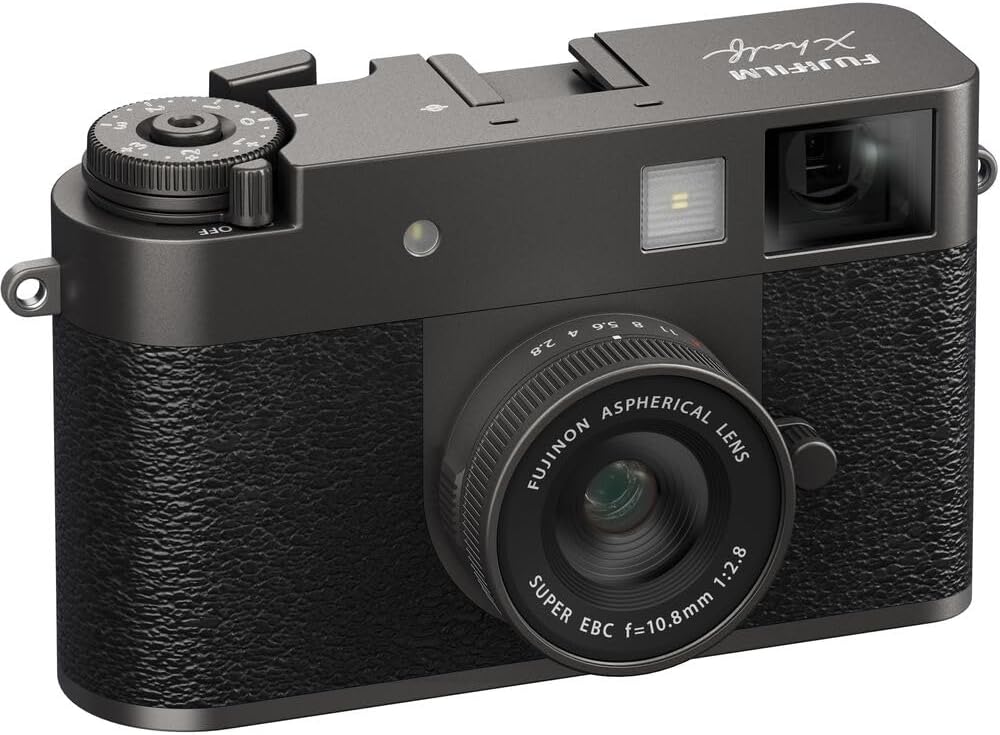 FUJIFILM X Half Premium Compact Digital Camera (Charcoal Silver) Bundle with Fuji Link 3 Smartphone Printer (Clay White) + Instax Mini Film + 64GB Memory Card + Flexible Tripod + Cleaning Kit + More
