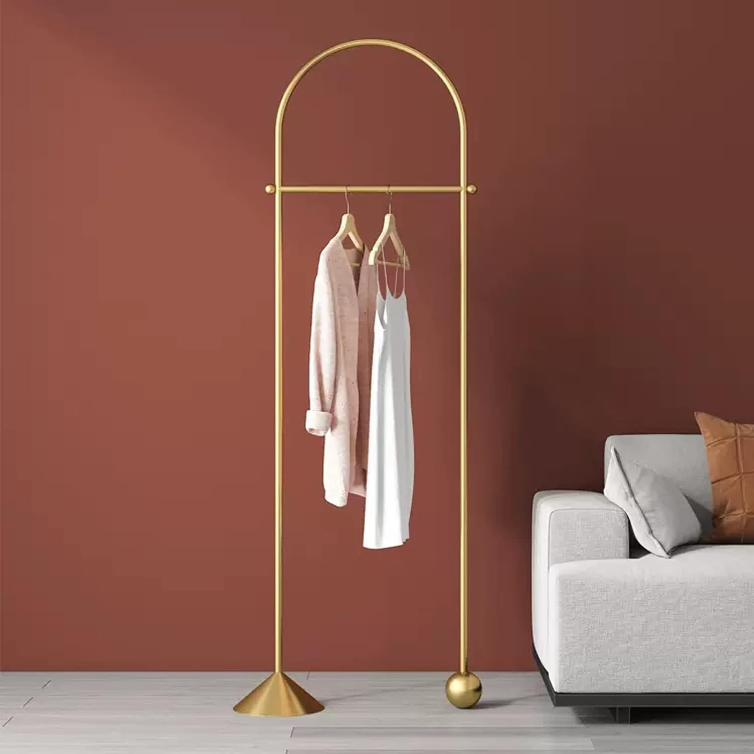 Adjustable Garment Rack Hanging Clothes Rack Flooring Bedroom Hanging Clothes Rack Simple Living Room Coat Rack Home Light Luxury Coat Rack Standing Hanger (Color : Gold)