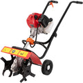 2-Stroke Gas Tiller, Handheld Tiller Gas, Efficient Gasoline Tiller with 65 Manganese Steel Blades, 1.9kw Air-Cooled Engine for Weeding, Plowing(Width 14.17in, Depth 1.97-3.94in)