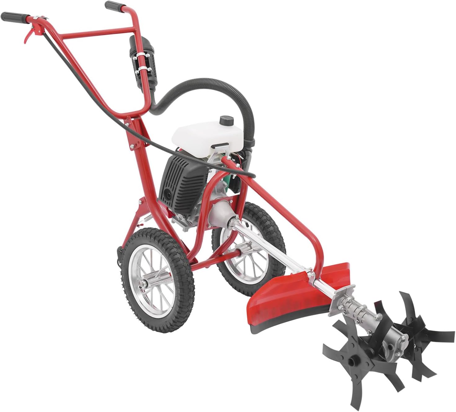 63CC Gas Powered Tiller Cultivator 4-Stroke Garden Tiller Cultivator,Pull Start Air-Cooled for Farms, Parks, Gardens, Courtyards, Fields