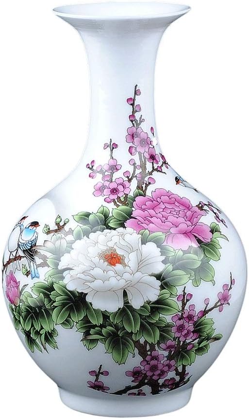 Vase Ceramic Small White Home Living Room Dried Flower Arrangement Flower Decoration Ornament (Shangping)