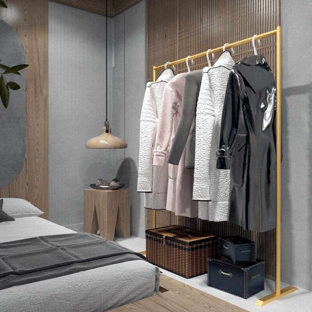 Heavy Duty Rolling Garment Rack,Hanging Clothes Organizer Rail for Display and Storage,23.6x15.7x47.2Inches Standard Clothing Garment Rack- Gold (A)
