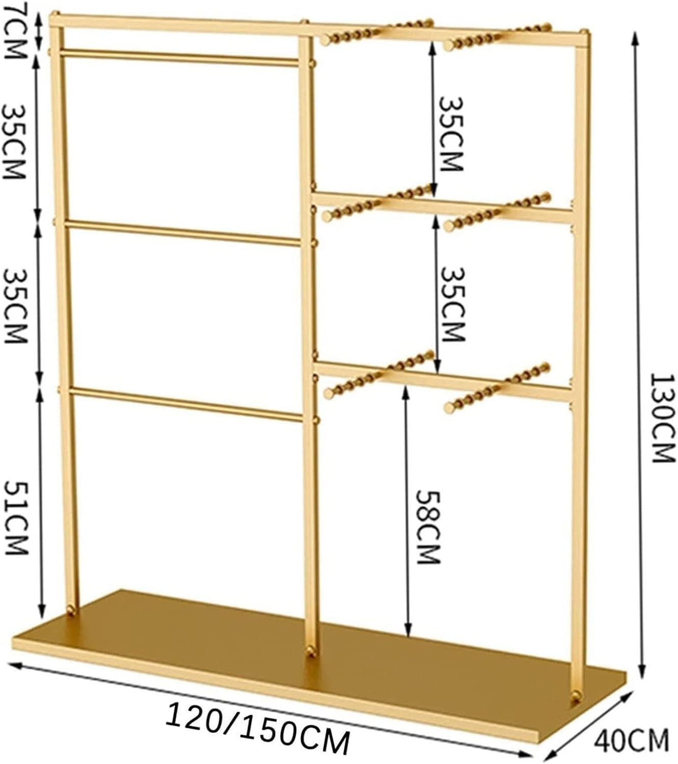THEGA Wall Mounted Clothes Rack - Coat Rack Stand, Adjustable Clothing Organizer Holder, Freestanding Clothing Store Boutiques Retail Lingerie Garment Rack, Commercial Shelves(Black,150x40x130CM)