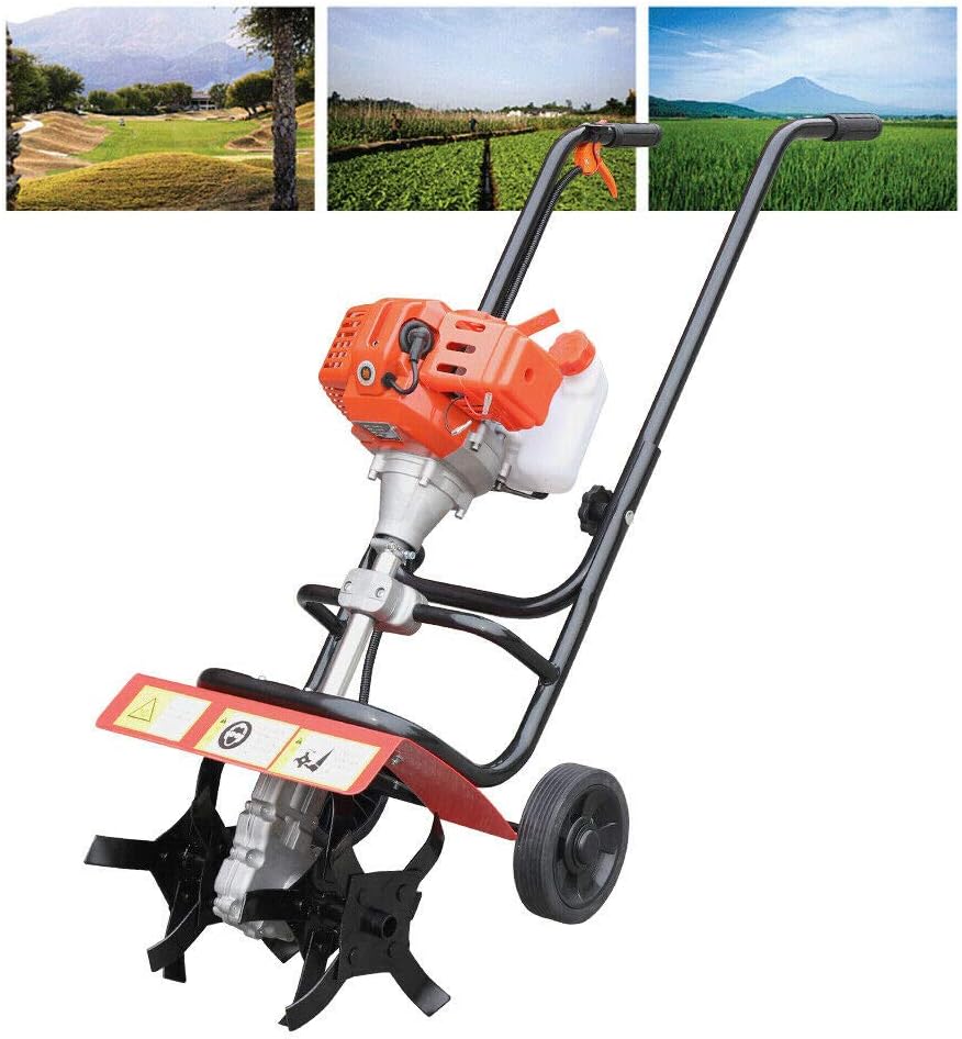 Tiller Cultivator 52CC 2Stroke Gas Powered Plant Garden Farm Tilling Tool Hand-Pull (Style 3)
