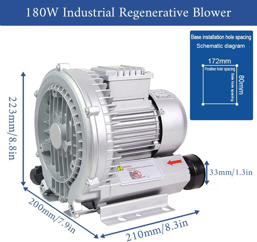 Industrial Blower Vortex Ring Blower Large Airflow Type fish pond aerator Regenerative Blower strong centrifugal fan High pressure Blower 110V 250/350/550W(180W)