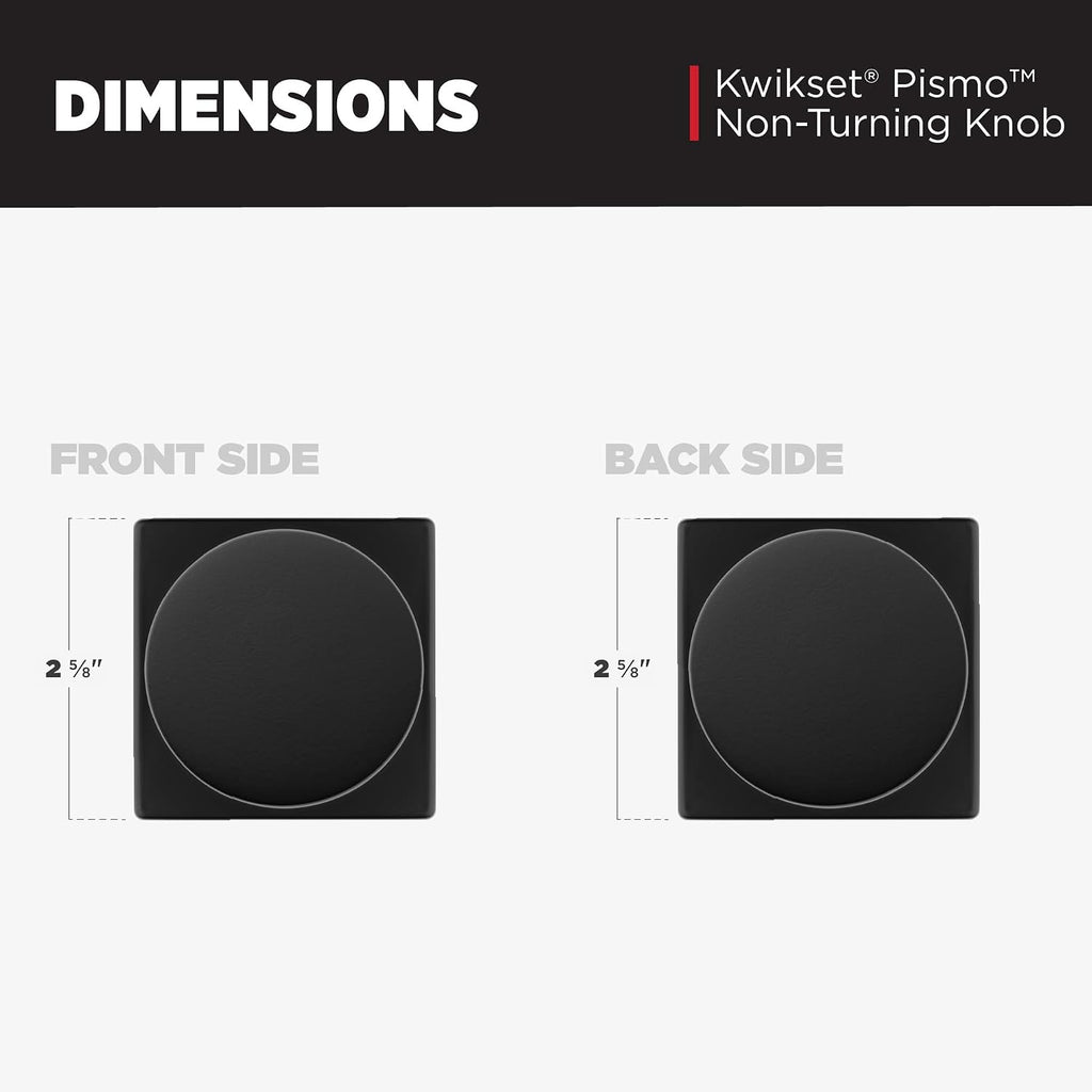 Kwikset Pismo Dummy Door Knob,Sided Handle for Closets,French Double Doors,and Pantry,Matte Black Non-Turning Interior Push/Pull Door Knob,with Microban Protection,(Pack of 10)