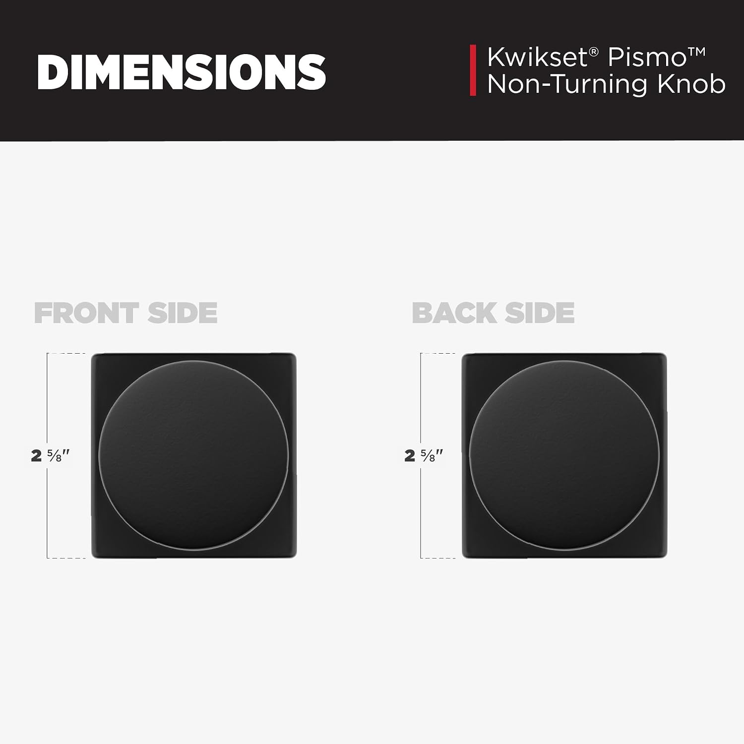 Kwikset Pismo Dummy Door Knob,Sided Handle for Closets,French Double Doors,and Pantry,Matte Black Non-Turning Interior Push/Pull Door Knob,with Microban Protection,(Pack of 10)