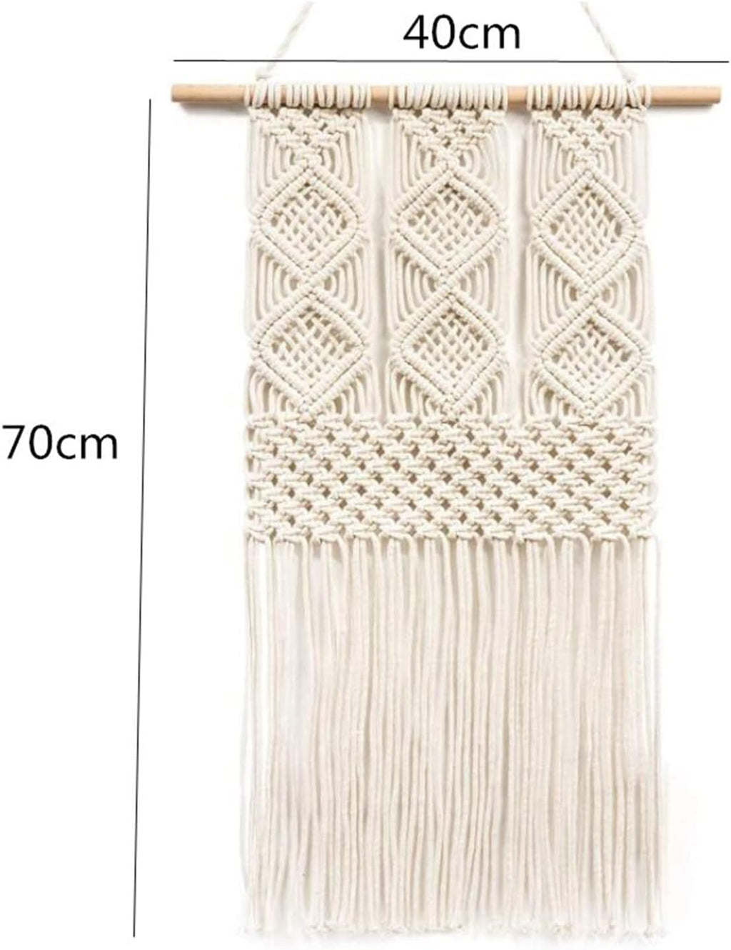 Tapestry Macrame Wall Hanging Tapestry Handmade Cotton Art Apartment Dorm Room Wedding Decoration (Beige 40x70cm)
