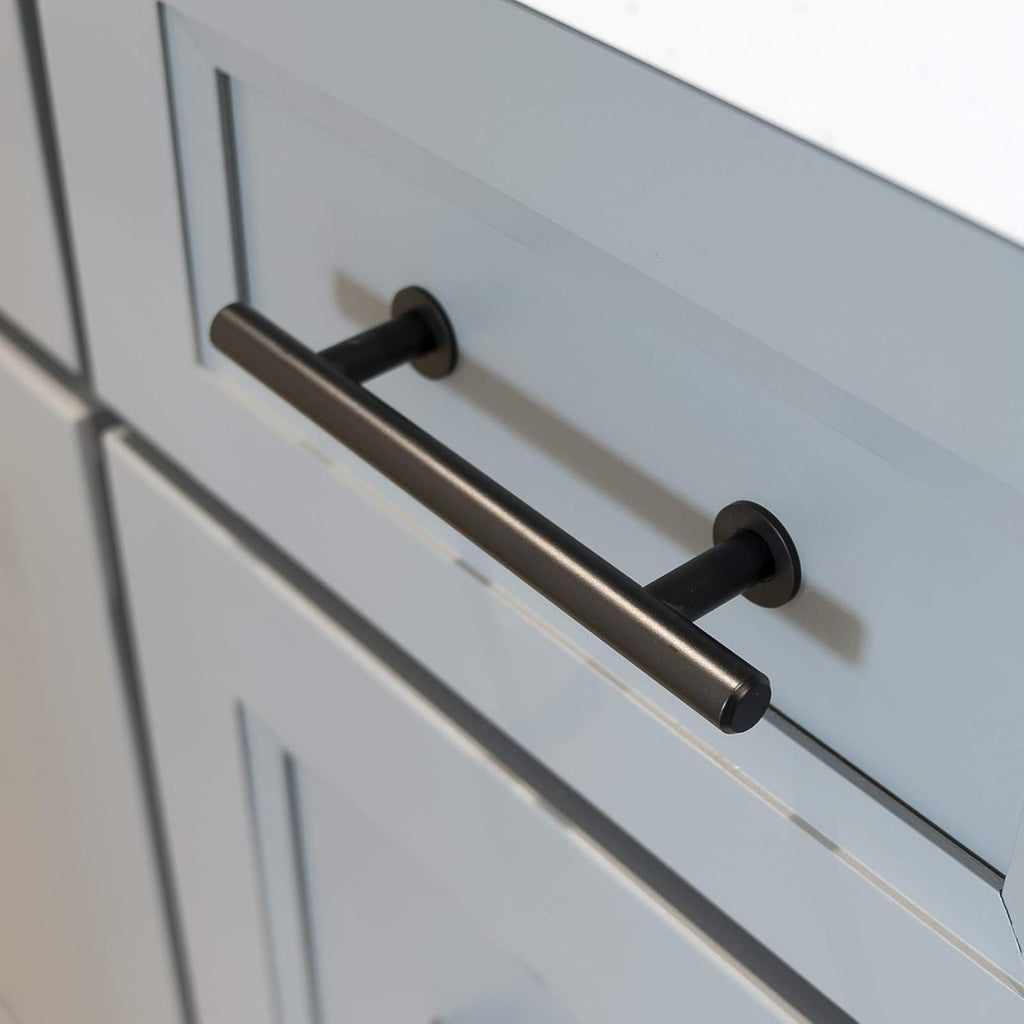 Modket Euroline Series Matte Black T Bar Pull Handle — 8-7/8' (224mm) Hole Centers, 11' Overall Length — 20 Pack Modern Kitchen Cabinet Door Drawer Hardware/Dresser