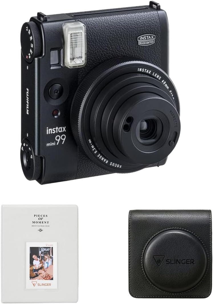 Fujifilm Instax Mini 99 Instant Film Camera, Matte Black, Bundle with Photo Album and Protective Case