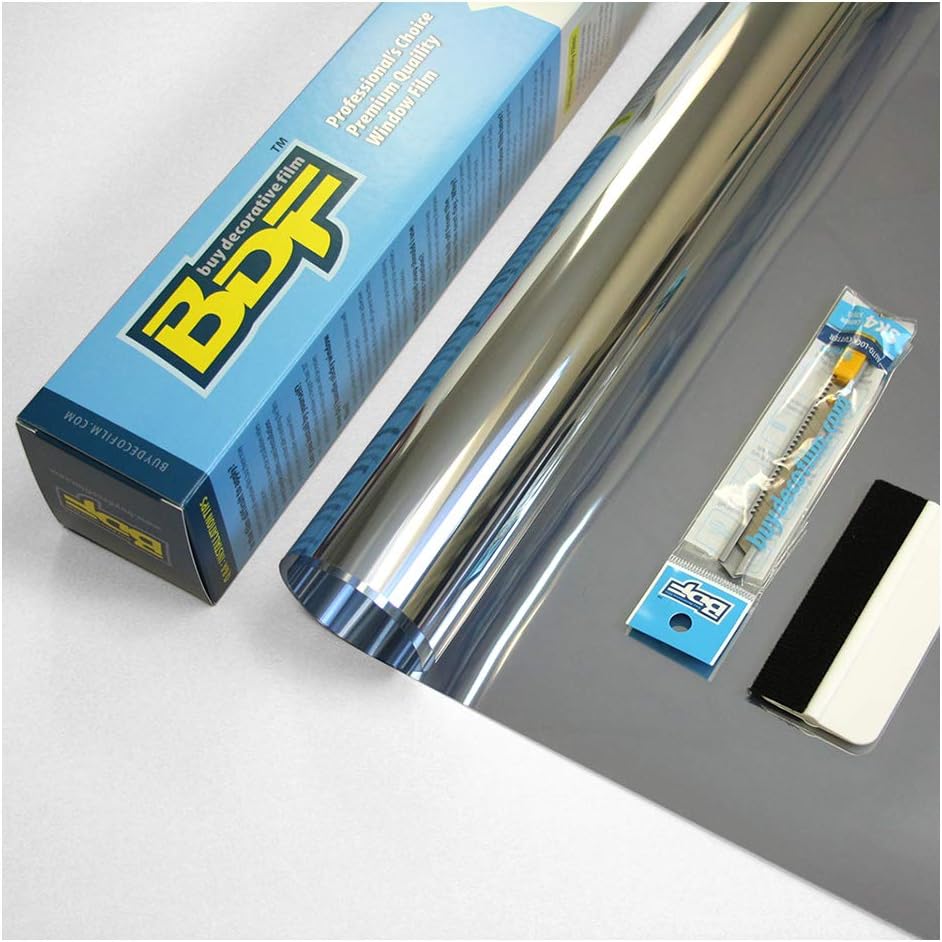 BDF EXS15 Exterior Window Film Daytime Privacy and Sun Control Mirror Silver 15 (Dark) - 48in X 24ft