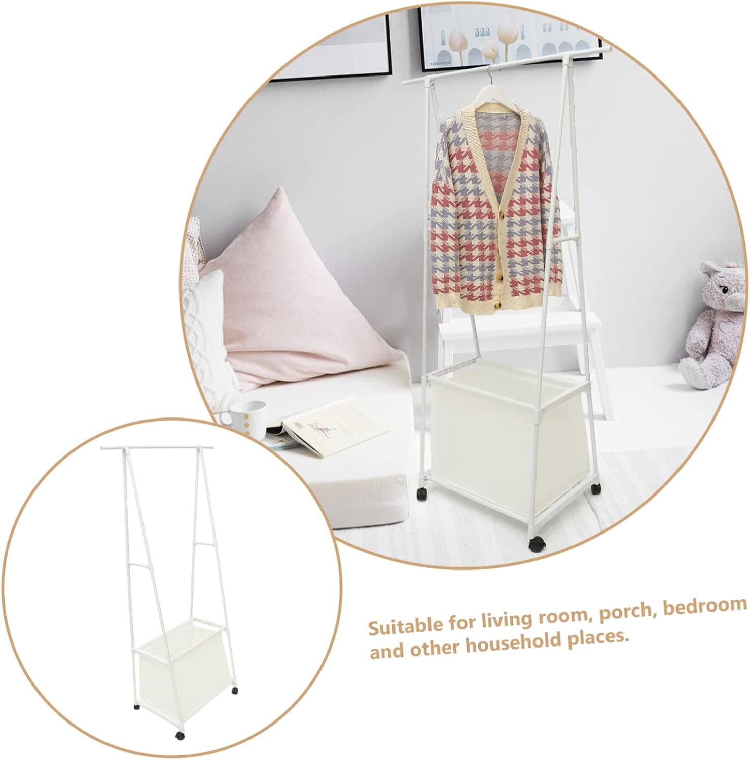 Holibanna Clothes Stand Wheels Multi Clothes Rack for Bedroom Hallway Bathroom Sturdy Garment Rack for Jackets Handbags Drying Versatile Storage