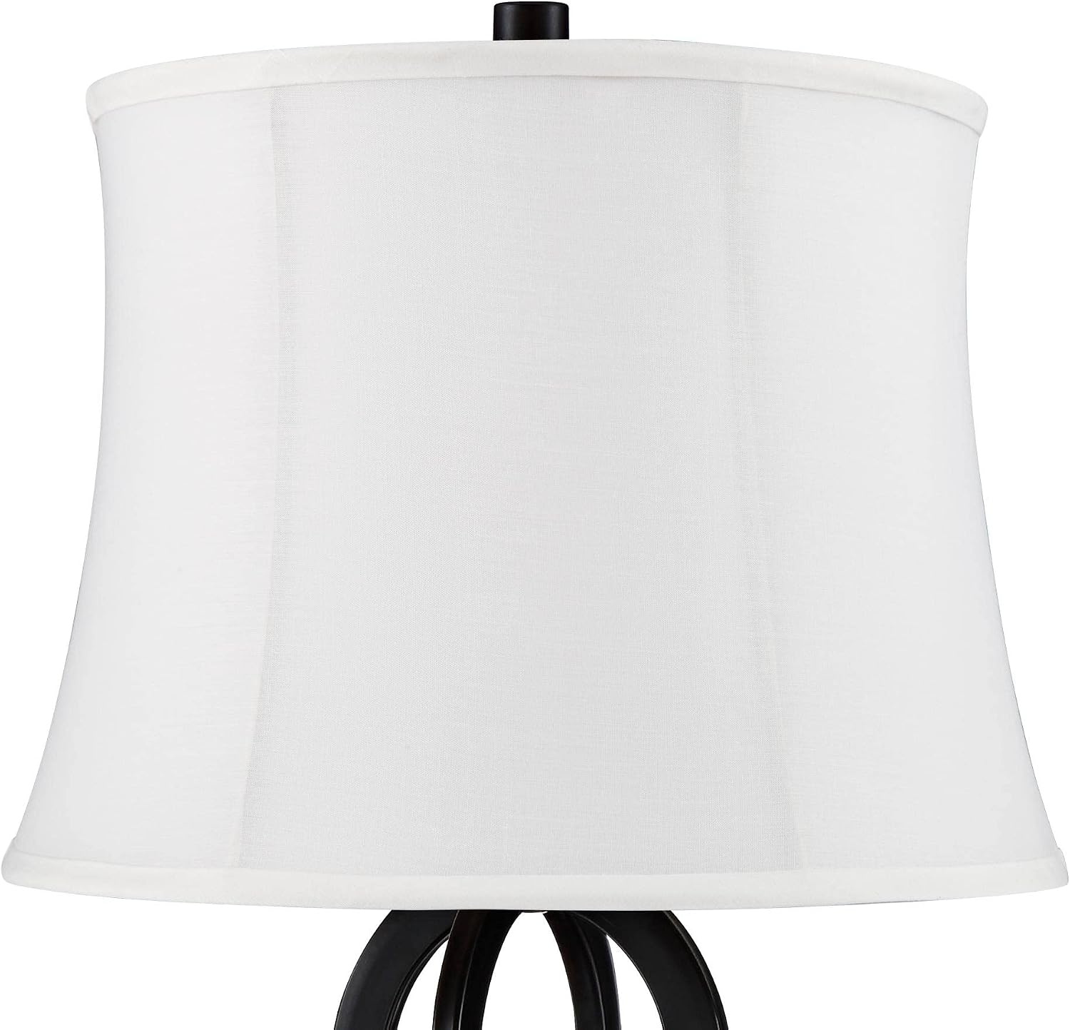 360 Lighting Marcel Industrial Modern Table Lamps 24.25' High Set of 2 with USB Charging Port and Nightlight LED Black Cream Fabric Drum Shade for Living Room Desk Bedroom House Bedside