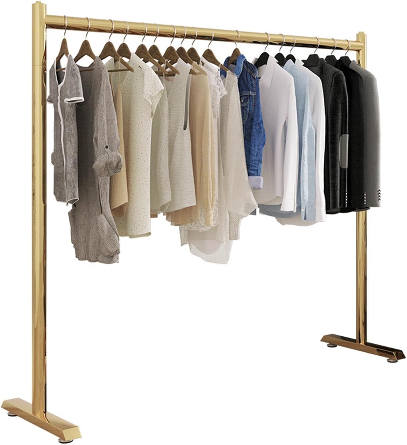 Heavy Duty Coat Rack, Dresser, Garment Rack for Hanging Clothes, Floor Standing Clothes Rack for Bedroom, Laundry, Bazaar, Single, Bearing 80kg(Gold,80 * 40 * 150CM)