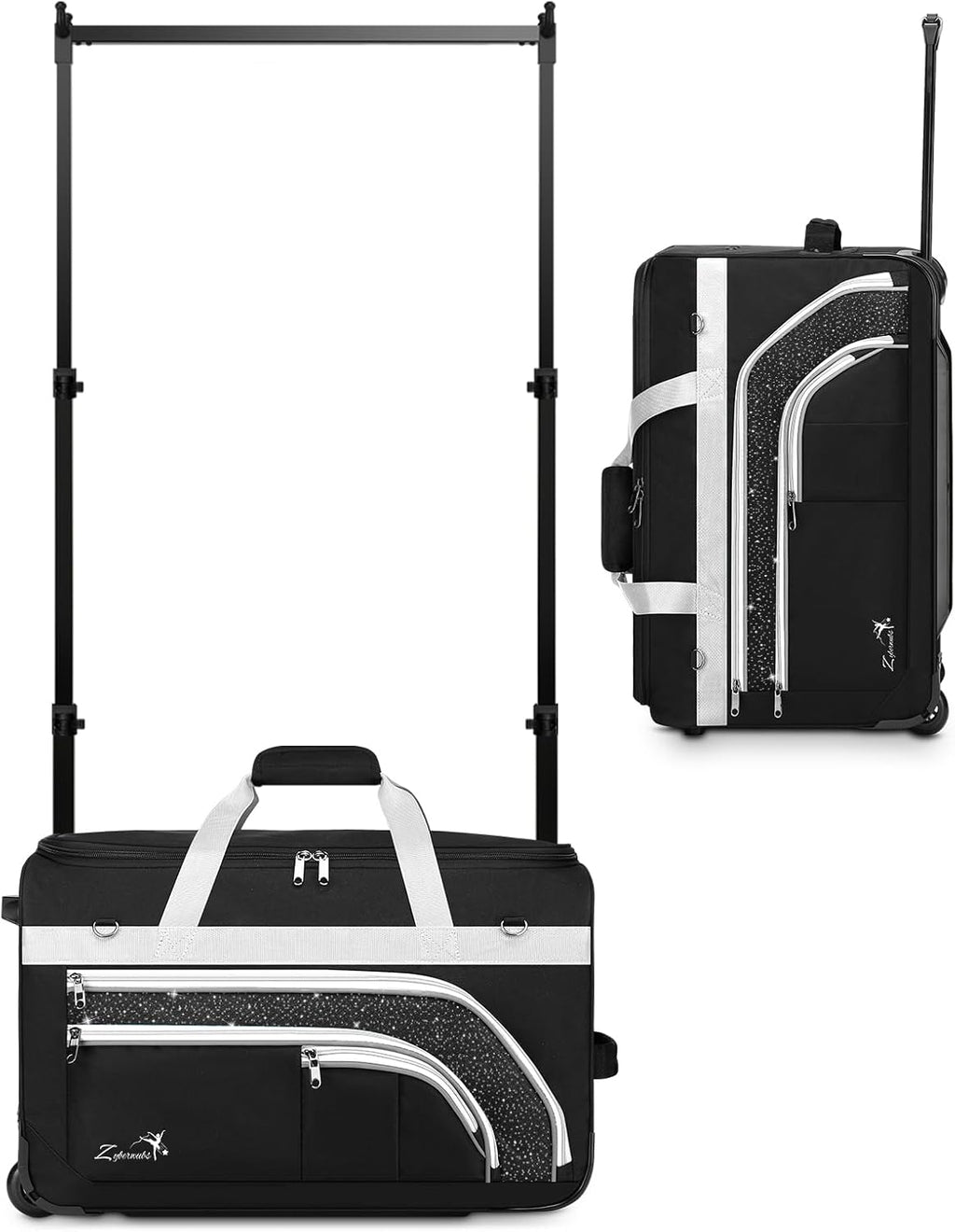 Dance Bag with Garment Rack - 28 Inch Professional Dance Competition Duffle Bag with Rack - Wheeled Dance Suitcase with Multiple Pockets for Dancers, Athlete, Travelers, and Livestreamer