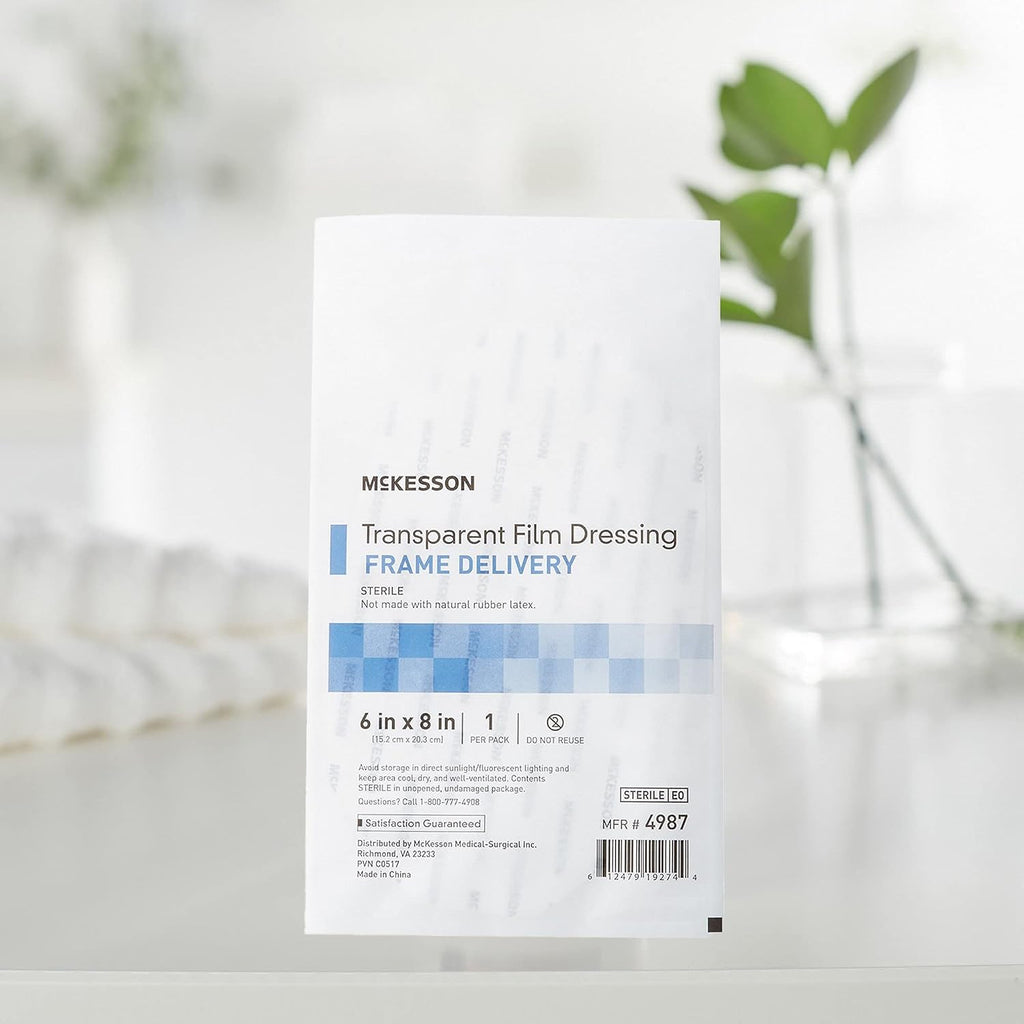 McKesson Transparent Film Dressing, Sterile, Frame Delivery, 6 in x 8 in, 10 Count, 8 Packs, 80 Total