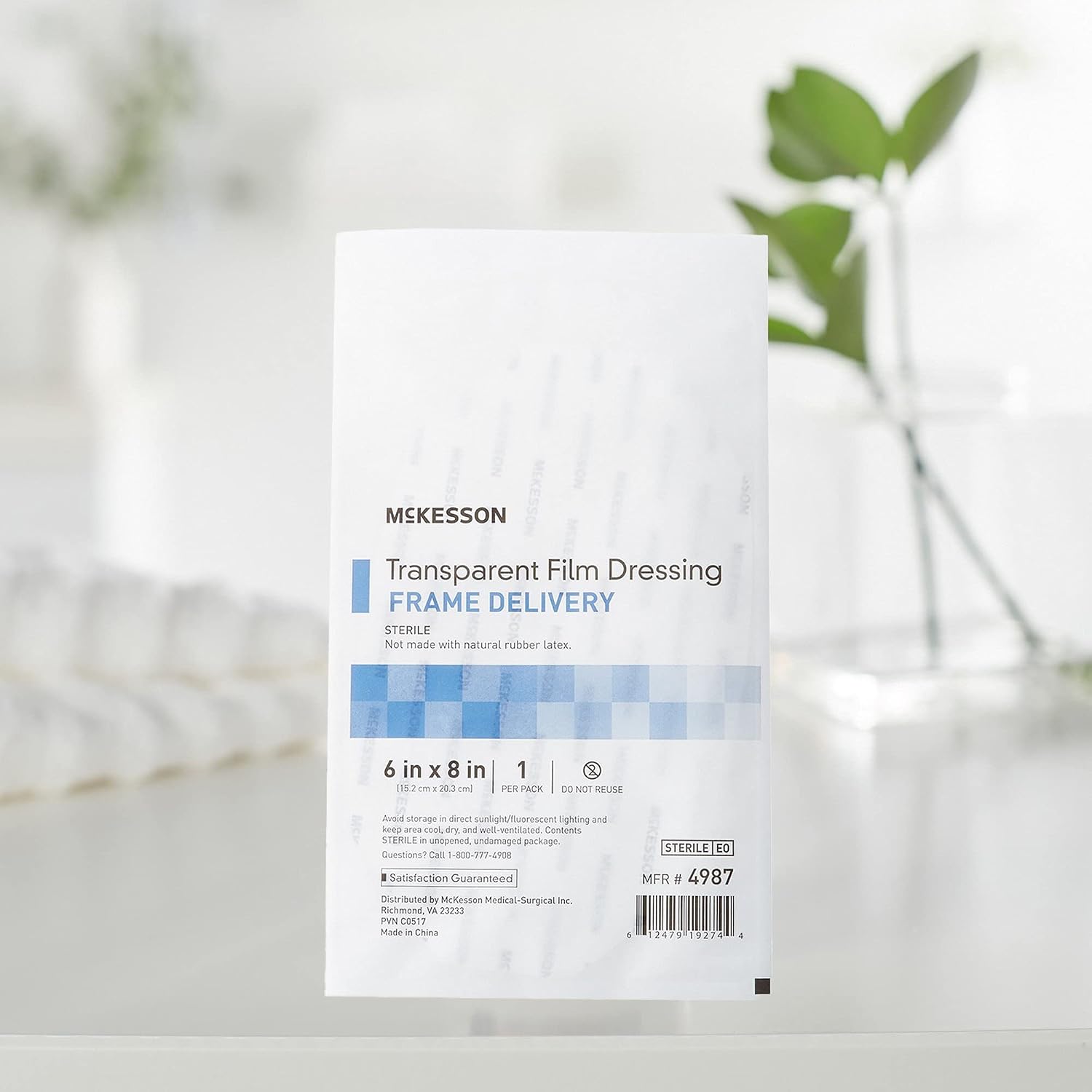 McKesson Transparent Film Dressing, Sterile, Frame Delivery, 6 in x 8 in, 10 Count, 8 Packs, 80 Total