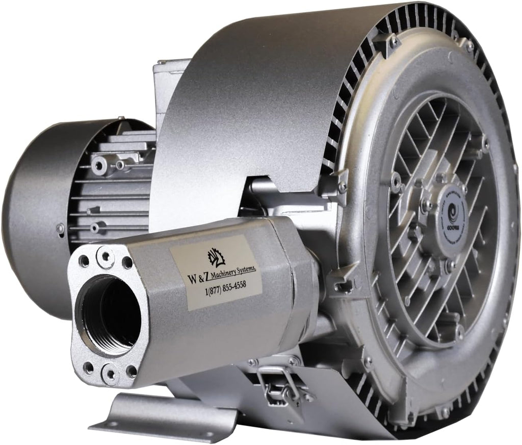 3.4 Hp Industrial Regenerative Blower 220V-480V/3Phase, 106CFM, 176' H2O Press. Goorui-USA GHBH 003 34 2R4