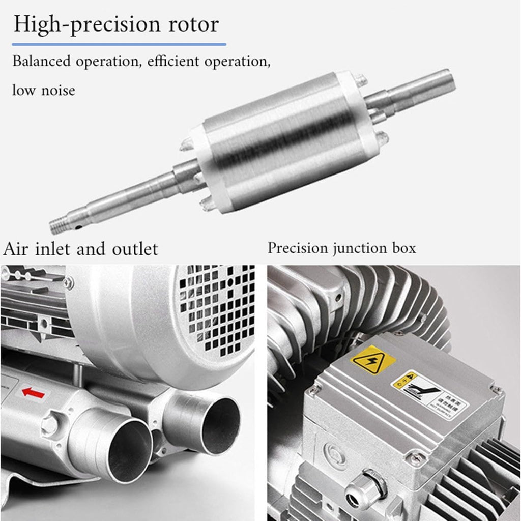 110V Vortex Ring Blower Industrial Regenerative Blower strong centrifugal vortex fan Large Airflow Vacuum Pump 120W 250W 350W 750W for Aquaculture Pond Aeration(550W)