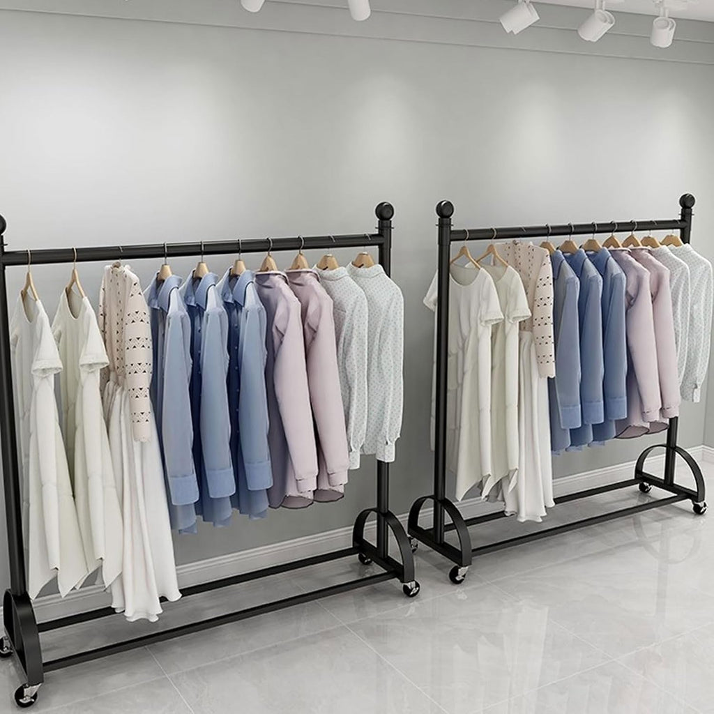 Metal Coat Rack Freestanding Thickened High Load-Bearing Portable Clothes Rack on Wheels Standing Coat Rack Garment Racks for Hanging Clothes Heavy Duty (Color : Gold, Size : 120 * 40 * 135CM)