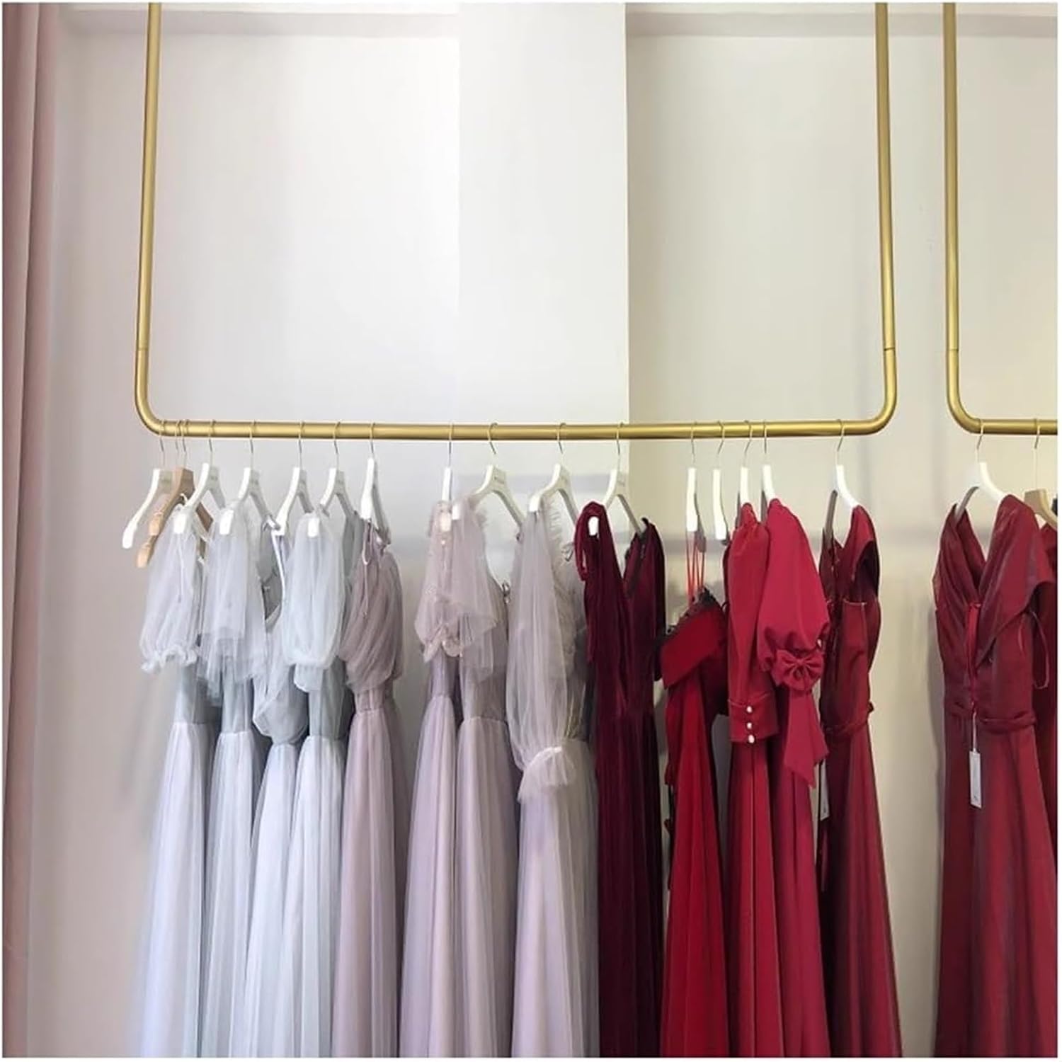 Closet Hanging Rod,Hanging Closet Rod, Wedding Dress Display Shelf Retail Store Garment Rack Ceiling Mount(100x80cm)