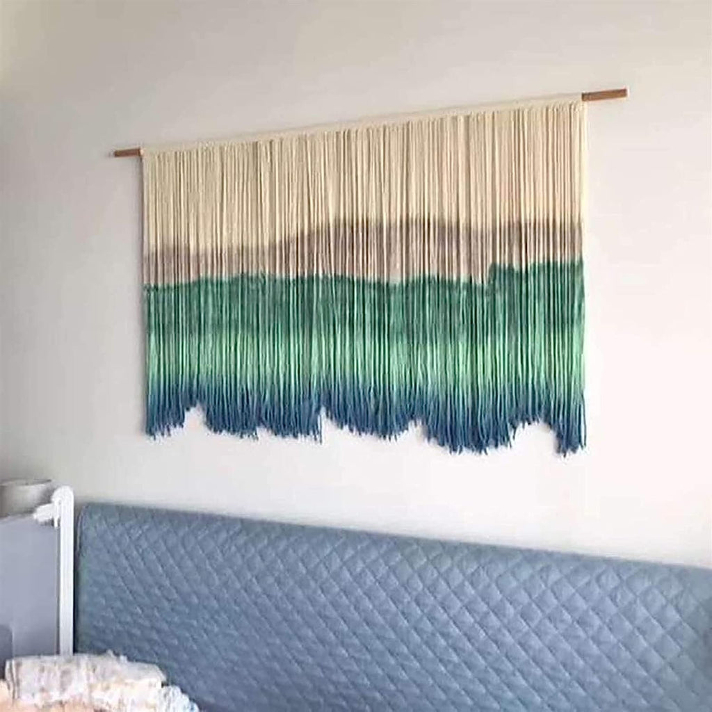 Modern Wall Decor Woven,Wall Hanging Art Tapestry, Macrame Wall Hanging Boho Chic Woven ?Tapestry Bohemian Tassel Art Cotton Rope Woven Large Wall Decor Curtain (Green)