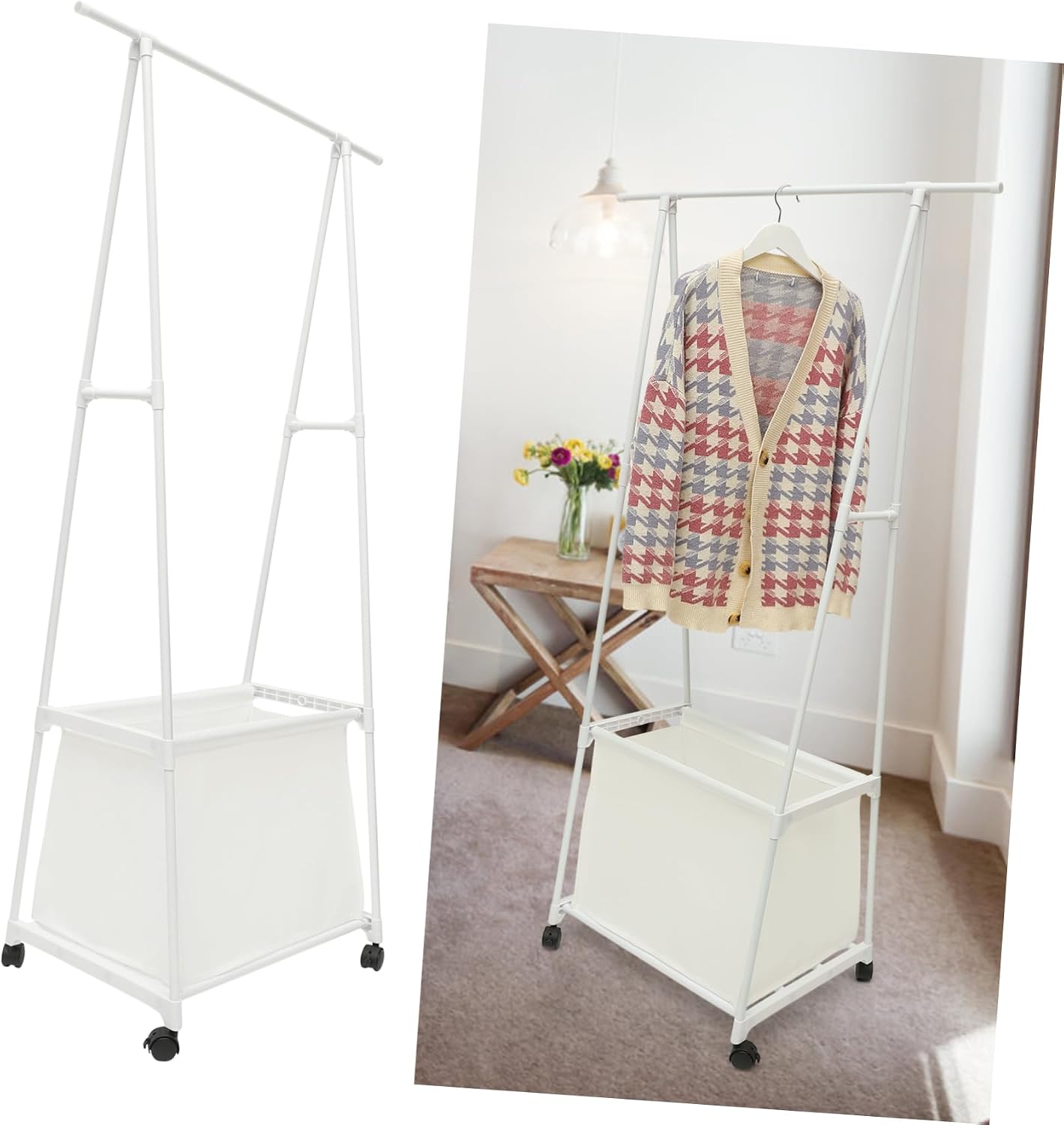 Holibanna Clothes Stand Wheels Multi Clothes Rack for Bedroom Hallway Bathroom Sturdy Garment Rack for Jackets Handbags Drying Versatile Storage