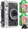 Fujifilm Instax Mini EVO Instant Camera with Sunshine Photo Microfiber Cleaning Cloth (Camera + 2 Twin Packs, Black)