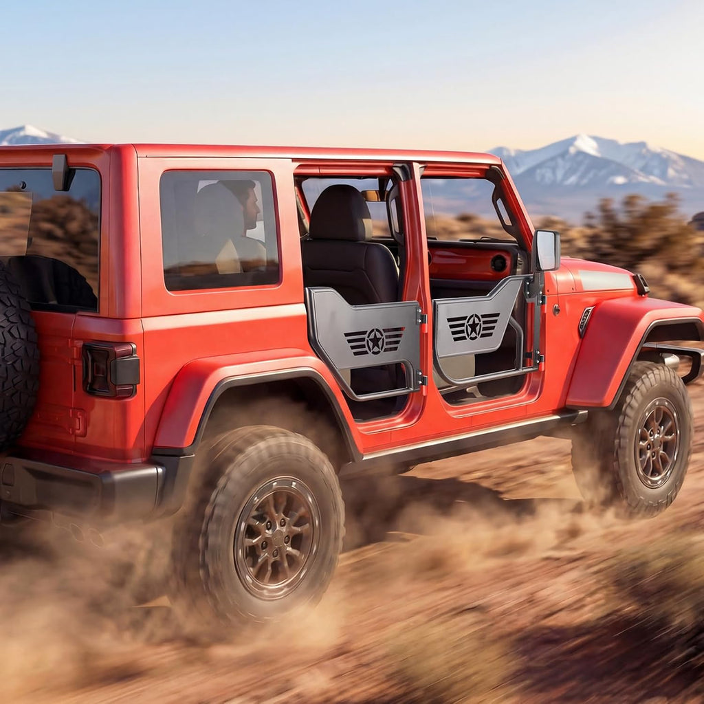VEVOR Jeep Tube Doors, 4-Door, Compatible with 2018-2026 Jeep Wrangler JL JLU & Gladiator JT 4XE, Steel Off Road Front & Rear Tubular Half Doors with DOT Certified Side View Mirrors and Rubber Pads