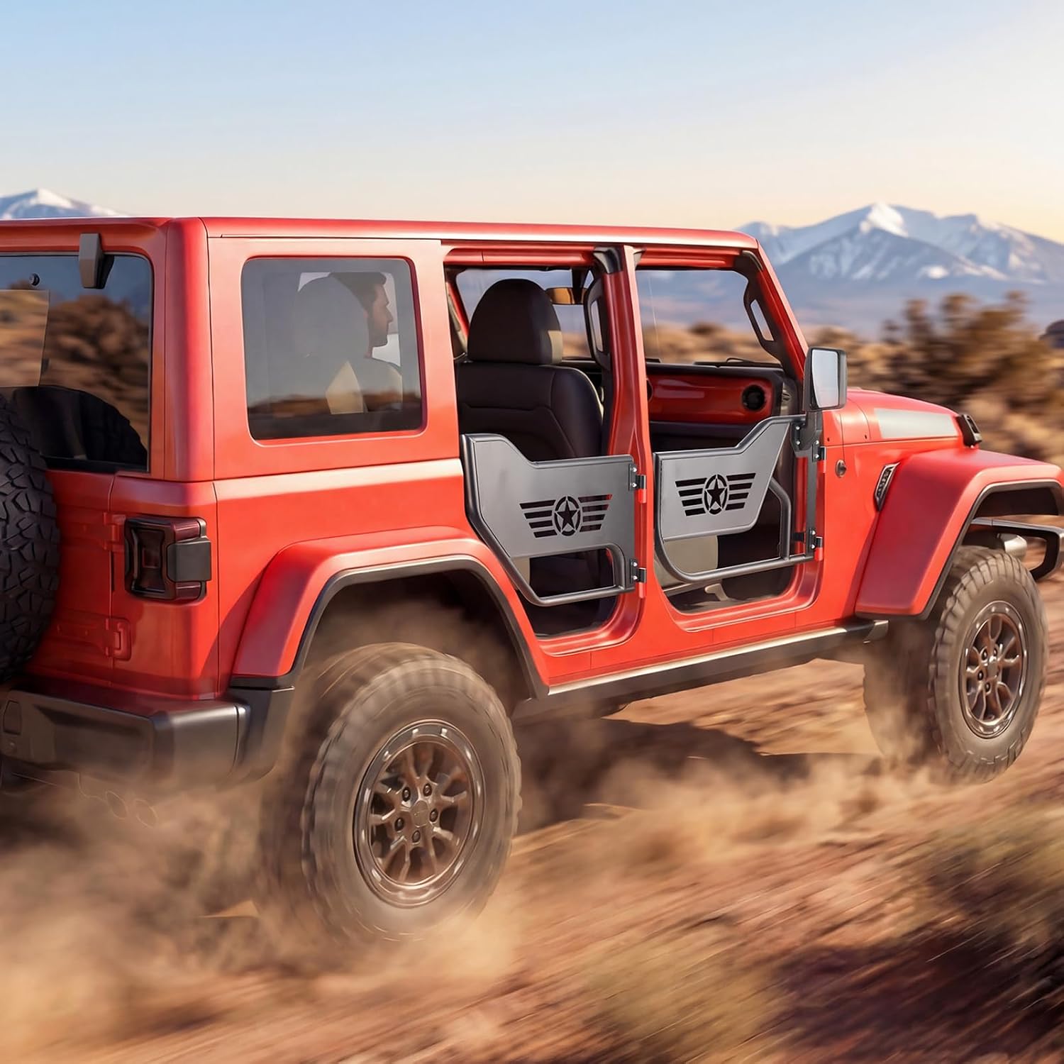 VEVOR Jeep Tube Doors, 4-Door, Compatible with 2018-2026 Jeep Wrangler JL JLU & Gladiator JT 4XE, Steel Off Road Front & Rear Tubular Half Doors with DOT Certified Side View Mirrors and Rubber Pads