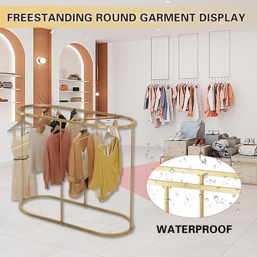 Floor Standing Clothes Hanging Rack, Commercial Round Clothes Rack, Freestanding Hanger Organizer, lothes Boutique Display Racks Display Racks for Hanging Clothes,Silver