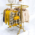 Round Clothing Rack, Commercial Floor Standing Clothes Hanging Rack, Oval Iron Clothing Hanging Rack, for Bedrooms Hanging Apparel, Boutiques Display, Laundry Room (Gold)