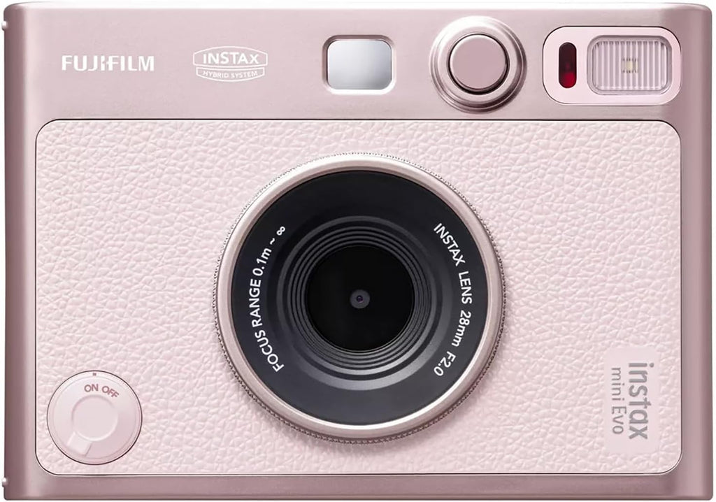 Fujifilm Instax Mini Evo Instant Film Camera, Black, Bundle with Fujifilm instax mini Instant Daylight Film Pack 20 Exposures, Slinger Alpine 2 Camera Bag, Lexar 32GB Memory Card w/SD Adapter (Pink)