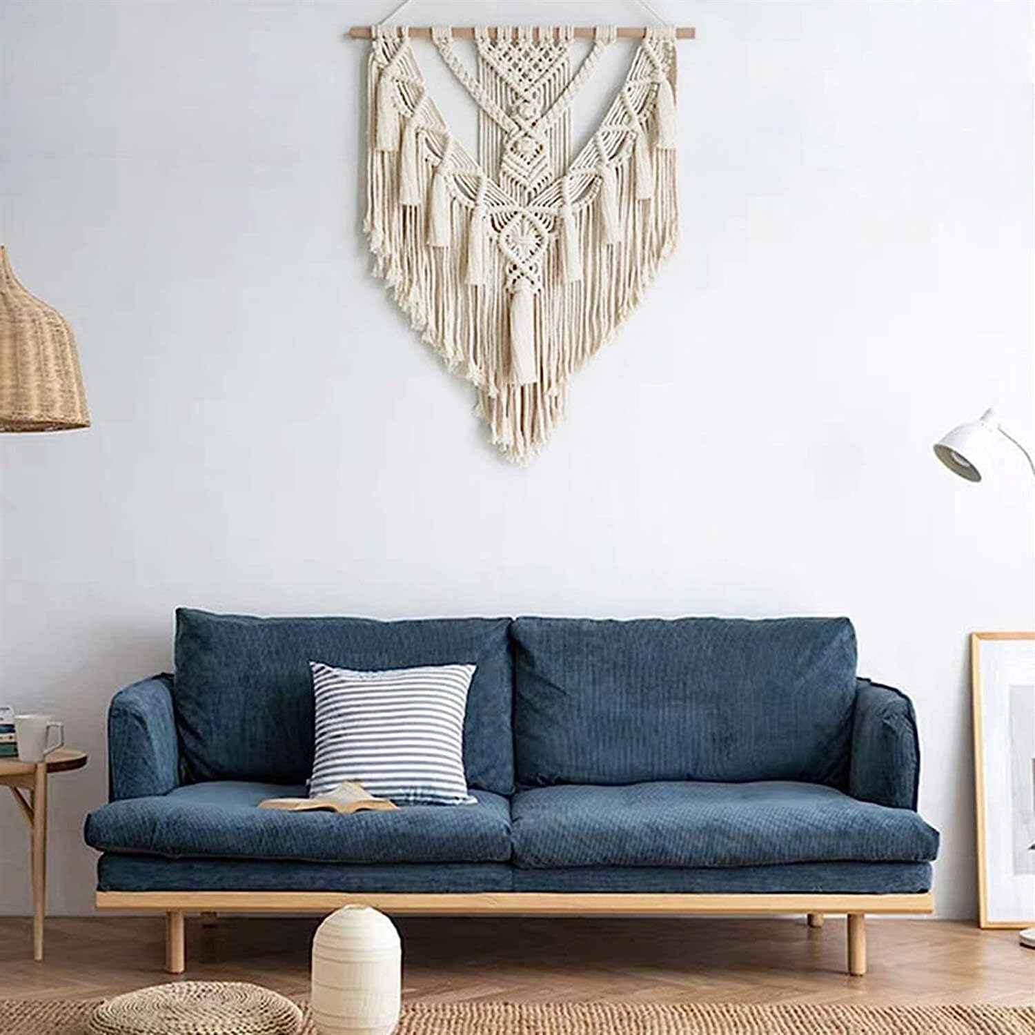 Modern Wall Decor Woven,Wall Hanging Art Tapestry, Wall Tapestry Macrame Wall Hanging Large Boho Decor Cotton Woven Macrame Wall Hanging Handmade with Tassel