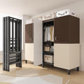 Heavy Duty Portable Closet Wardrobe, Garment Rack with Cover & Hanging Rods, Freestanding Wardrobe with Magnetic Door, Metal Closet Rack for Hanging Clothes (Door Design B, 70.9''/180cm)