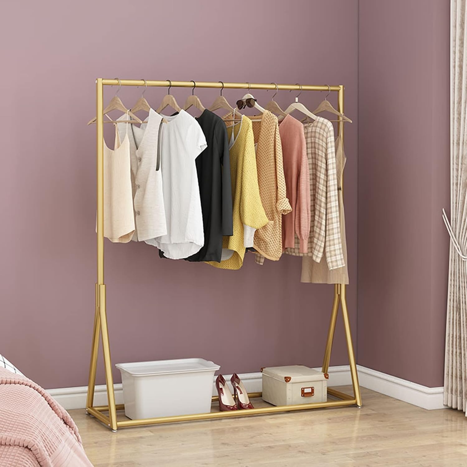 Shoe Bench Coat Stand Rack Hanger Metal Heavy Duty Clothes Rail Commercial Clothes Display Rack Standing Garment Rack For Hanging Clothes Hanging Clothes Rail For Entryway And Bed