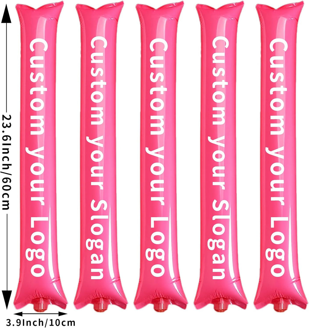 Custom Inflatable Thunder Sticks with Single-Color Logo/Text/Image,100 Pcs,10×60cm – Personalized Cheer & Noise Makers for Concerts, Football Games, Basketball Games, Sports competitions