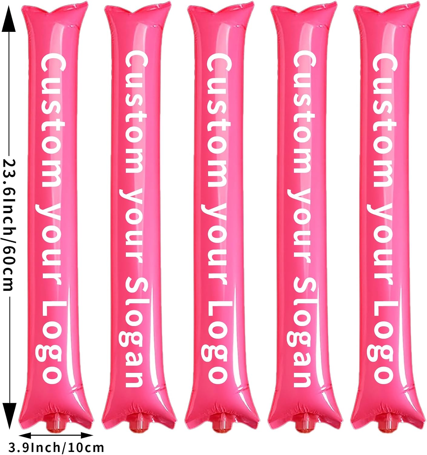 Custom Inflatable Thunder Sticks with Single-Color Logo/Text/Image,100 Pcs,10×60cm – Personalized Cheer & Noise Makers for Concerts, Football Games, Basketball Games, Sports competitions